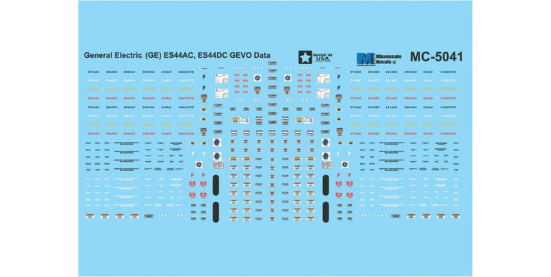 Microscale Industries MC-5041 Railroad Decal Set -- GE ES44AC GEVO Data, HO Scale
