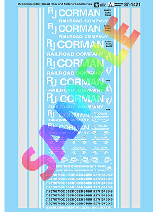 Microscale Industries 87-1421 Railroad Decal Set -- RJ Corman (RJCC) Diesel Hood & Switchers, HO Scale
