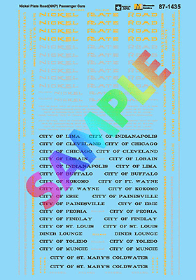 Microscale Industries 87-1435 Railroad Decal Set -- Nickel Plate Road Heavyweight & Streamlined Passenger Cars, HO Scale