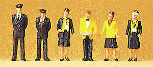 Railway Personnel -- Wearing Black & Yellow Uniforms pkg(6), HO