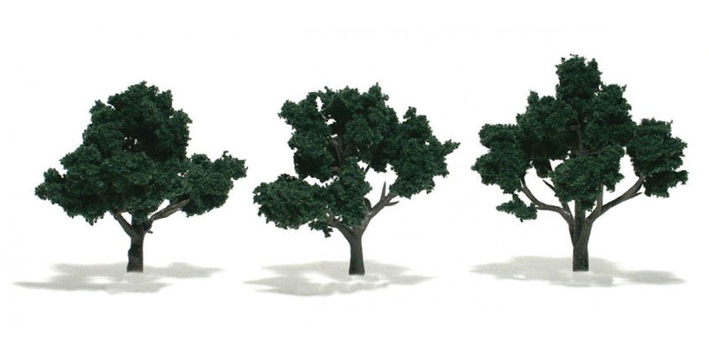 Woodland Scenics WOO1508 Ready-Made "Realistic Trees" - Deciduous - 3 to 4" 7.6 to 10.2cm pkg(3) -- Dark Green, All Scales