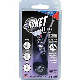 Deluxe Materials Ltd AD88 Roket UV-Cured Adhesive -- 3/16oz 5g Tube with Ultra-violet Light