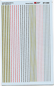 Microscale Industries 87-1360 Safety Stripe Decal Set -- 3 & 5" Angled Safety Stripes, Various (black/yellow, black/white, red/white), HO Scale