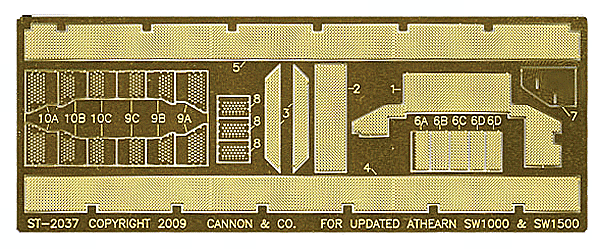 Cannon & Company 2037 Safety Tread & Step Kit (Photo-Etched Brass) -- For 2009 Athearn SW1500 & SW1000 w/Side Handrails, HO Scale