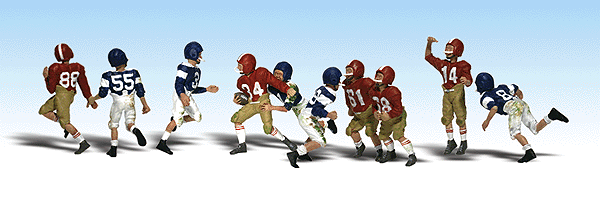 Woodland Scenics WOO1895 Scenic Accents(R) -- Youth Football Players Playing 5-On-5 pkg(10), HO Scale