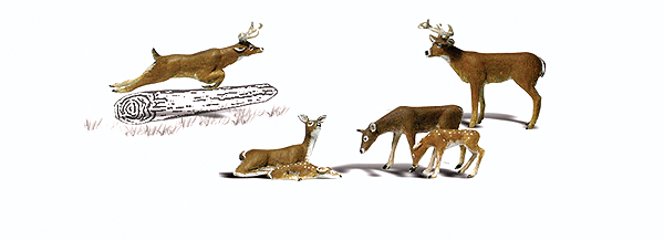 Woodland Scenics WOO2738 Scenic Accents(R) -- White-Tail Deer pkg(6), O Scale