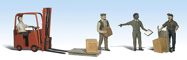 Woodland Scenics WOO2192 Scenic Accents(R) Figures -- Workers with Forklift, N Scale