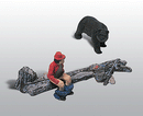 Woodland Scenics 227 Scenic Details(R) (Unpainted Metal Castings) -- The Bare Hunter & Black Bear, HO Scale
