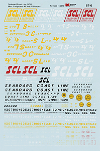 Microscale Industries 87-6 Seaboard Coast Line - SCL -- General Service Freight Cars (1967-1974), HO Scale