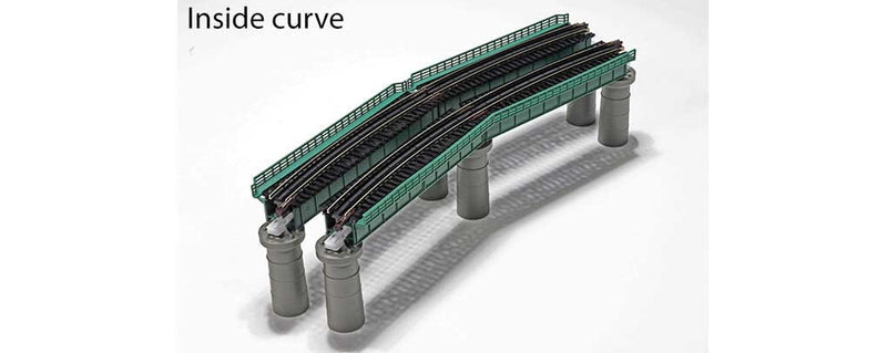 Kato KAT20-823 Single-Track Curved Deck-Girder Bridge 4-Pack, Code 80 Track - Unitrack -- 17-5/8" 448mm Radius, 60 Degrees (green), N Scale