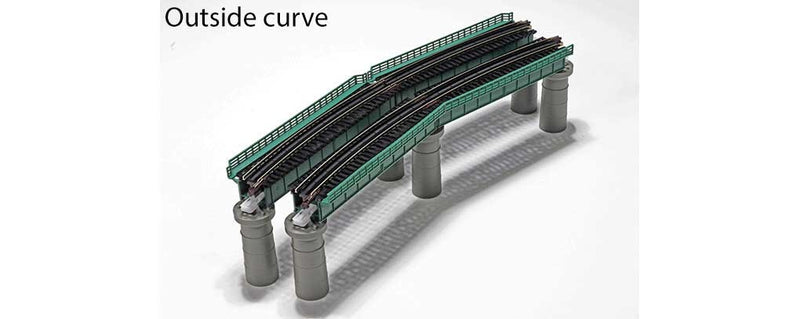 Kato KAT20-824 Single-Track Curved Deck-Girder Bridge 4-Pack, Code 80 Track - Unitrack -- 19" 481mm Radius, 60 Degrees (gray), N Scale