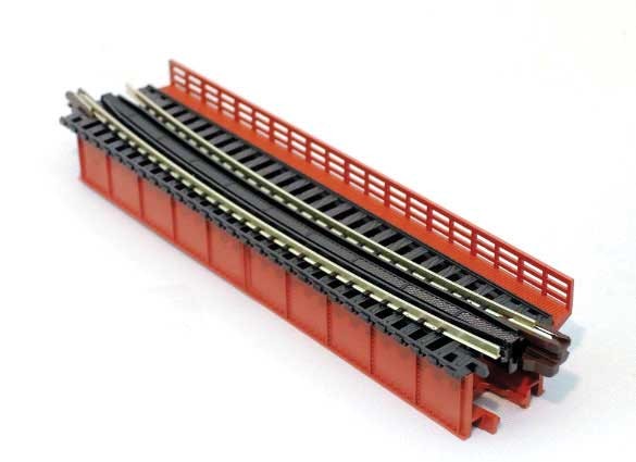 Kato KAT20-465 Single-Track Curved Deck-Girder Bridge, Code 80 Track - Assembled - Unitrack -- 17-5/8" 448mm Radius, 15 Degrees (red), N Scale