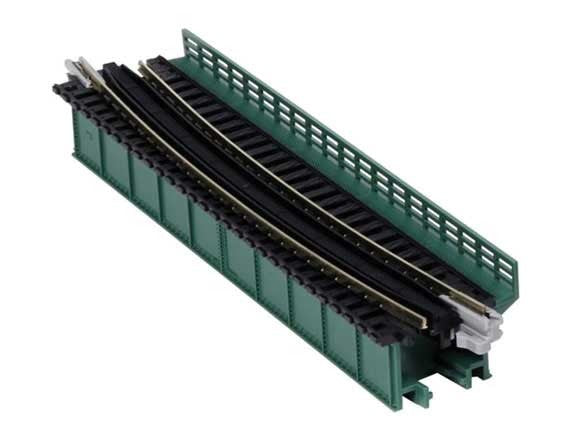 Kato KAT20-466 Single-Track Curved Deck-Girder Bridge, Code 80 Track - Assembled - Unitrack -- 17-5/8" 448mm Radius, 15 Degrees (green), N Scale