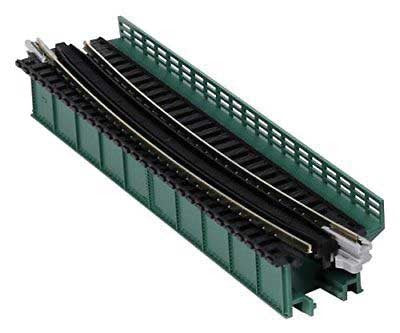 Kato KAT20-471 Single-Track Curved Deck-Girder Bridge, Code 80 Track - Assembled - Unitrack -- 19" 481mm Radius, 15 Degrees (green), N Scale