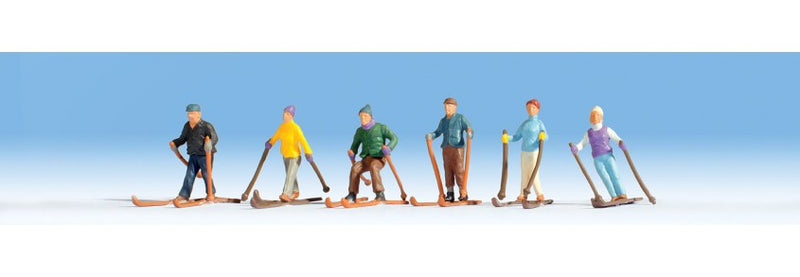 Noch Gmbh & Co 36828 Skiers -- pkg(6), N Scale