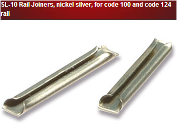 Peco SL-10 Rail Joiners, nickel silver (code 100) (PACK OF 12), HO