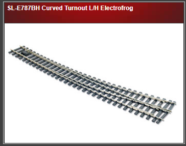 Peco 552-SLE787BH Streamline Curved Turnouts -- Left Hand, O Scale