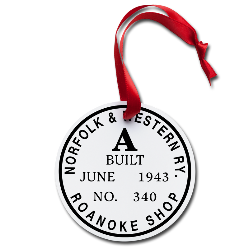 N&W Class A Builder's Plate Holiday Ornament - white