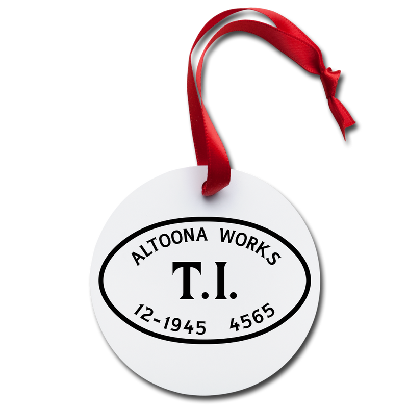 Altoona Works T1 Builder's Plate Holiday Ornament - white