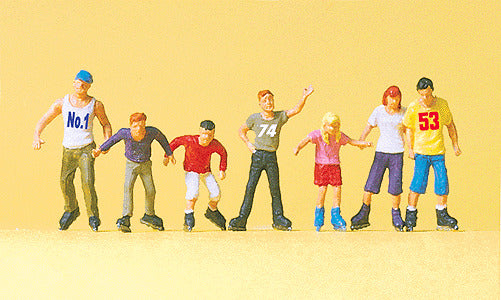 Preiser Kg 10496 Sports & Recreation -- Inline Skaters pkg(7), HO Scale