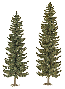 Busch Gmbh & Co Kg 6134 Spruce Trees pkg(2) -- 6-13/16 & 7-13/16" 170 & 195mm Tall, HO Scale