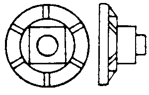 San Juan Details (formerly Grandt Line) 44 Square Nut-Washer -- 2-1/8" Nut, 5" Ribbed Washer, O Scale