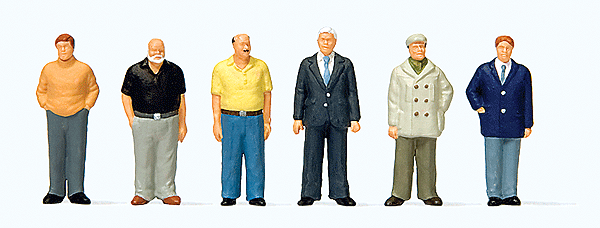 Preiser Kg 10634 Standing Men -- pkg(6), HO Scale