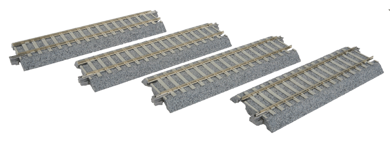 Kato KAT2-141 Straight Track w/Concrete Ties - Unitrack -- 4-7/8" 123mm pkg(4), HO Scale