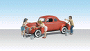 Woodland Scenics WOO5533 Suds & Shine - Assembled - AutoScenes(R) -- 1940s Coupe & 3 Figures, HO Scale