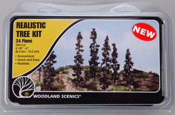 Woodland Scenics TR1113 Realistic Tree Kit, 24 Pines