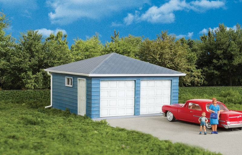 Walthers Cornerstone 933-3793 Two-Car Garage -- Kit - 3-1/8 x 3-1/8 x 2" 7.9 x 7.9 x 5cm over eaves, HO Scale
