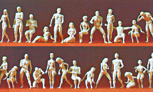 Preiser Kg 16400 Unpainted Figure Set -- Adam & Eve Combination Kit pkg(26), HO Scale