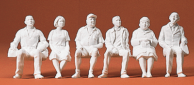 Preiser Kg 45183 Unpainted Figures -- Seated Persons (4 male, 2 female), G Scale