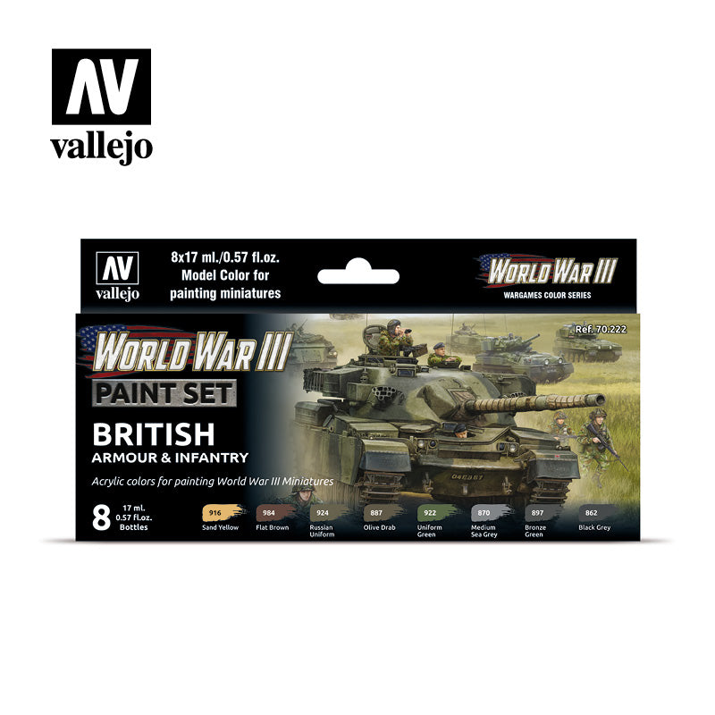 Vallejo Acrylic Paints 70222 WWIII British Armour & Infantry