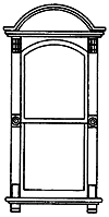 San Juan Details (formerly Grandt Line) 3732 Victorian Two-Pane Window - Scale 30 x 72"  76.2 x 183cm -- With Arched Top Pediment, O Scale