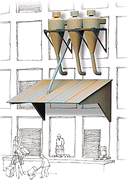 Walthers Cornerstone 933-3510 Wall-Mount Industrial Dust Collectors -- Kit pkg(3), HO Scale