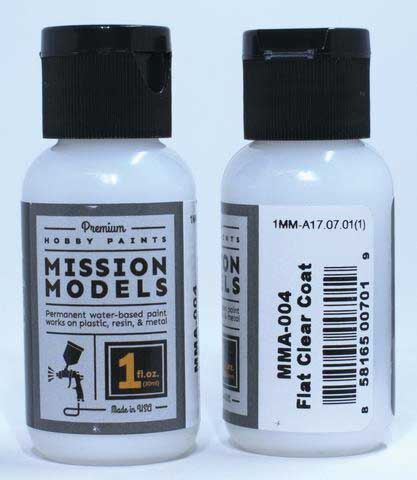 Mission Models Water-Based Acrylic Paint 1oz 29.6ml -- MMA-004 Flat Clear Coat