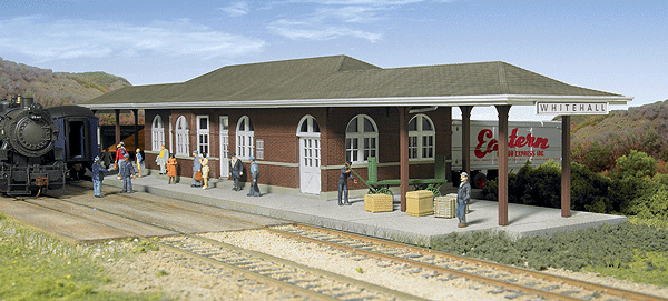 Walthers Cornerstone 933-2932 Whitehall Station - Kit -- 18-1/2 x 5-1/2 x 3-3/16" 46.9 x 13.9 x 8cm, HO Scale