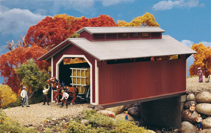 Walthers Cornerstone 933-3652 Willow Glen Covered Bridge -- Kit - 8-1/2 x 3-1/2 x 3-1/2" 21.2 x 8.7 x 8.7cm (At Roof), HO Scale