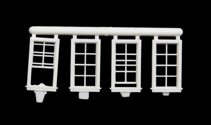 Micro Engineering 80067 Windows -- 25 x 50" pkg(8); 4 Closed, 2 Open & 2 Partially Open, HO Scale