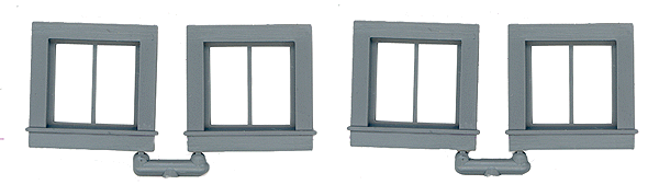 San Juan Details (formerly Grandt Line) 3764 Windows -- 2-Pane, Scale 26 x 26"  66 x 66cm pkg(4), O Scale