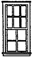 San Juan Details (formerly Grandt Line) 5233 Windows -- Double-Hung - Scale 32 x 70"  81.3 x 178cm pkg(8), HO Scale