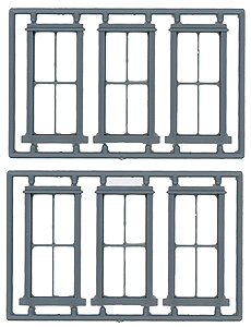 Tichy Train Group 2014 Windows - Double-Hung pkg(6) -- 2/2, Scale 28 x 70"  71.1 x 178cm, O Scale