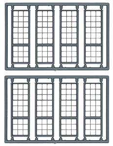 Tichy Train Group 8100 Windows - pkg(8) -- 27-Pane Industrial, Enginehouse - Scale 44 x 140"  112 x 356cm, HO Scale