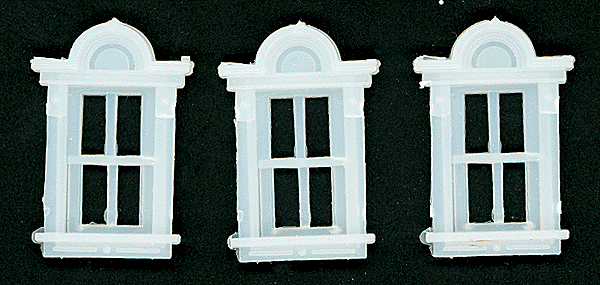 Campbell Scale Models 940 Windows (White Plastic) -- Small Victorian pkg(3), HO Scale