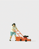 Woman Mowing The Lawn, HO