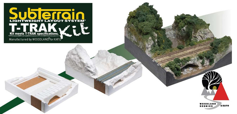 Kato KATK28885 Woodland Scenics(R) Subterrain(R) T-Trak Module Kit with Unitrack -- Straight, N Scale