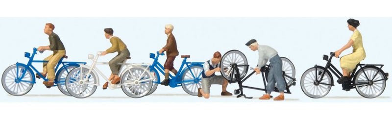 Preiser Kg 10716 Young People w/Bicycles -- 5 Bikes & 6 People, HO Scale
